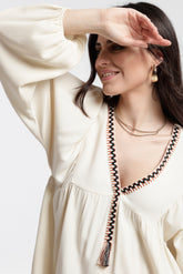 CREPE VISCOSE RUCHED SLEEVE EDUARD BLOUSE